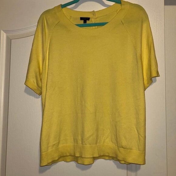 Talbots butter light yellow short raglan sleeve sweater top woman's size XLP - Picture 1 of 6